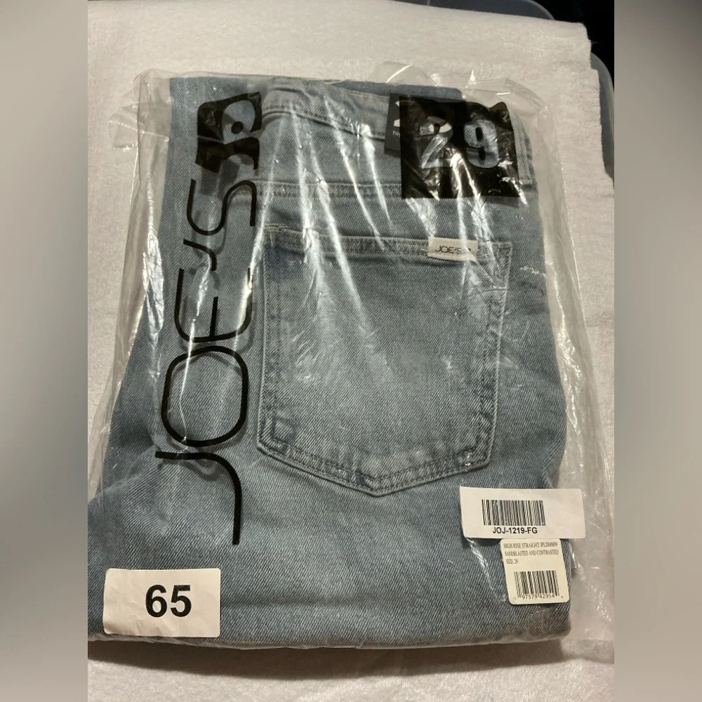 Joe's Jeans High Rise Faded Wash Straight Leg Sandblasted Contrasted Sz 29 New - Picture 14 of 16